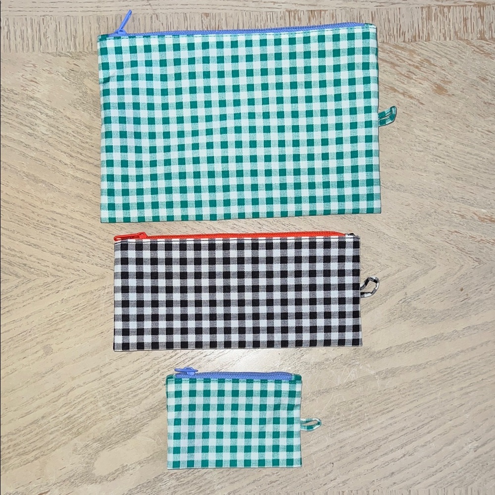 Baggu Flat Pouch Set in Gingham